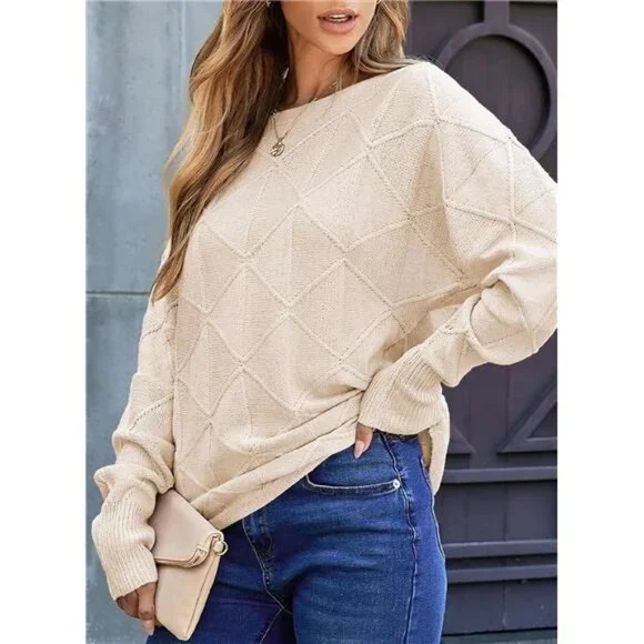 Casual Crewneck Sweaters for Women Fall Winter Lightweight Long